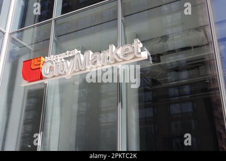 Schild für Lebensmittelgeschäfte Stockfoto