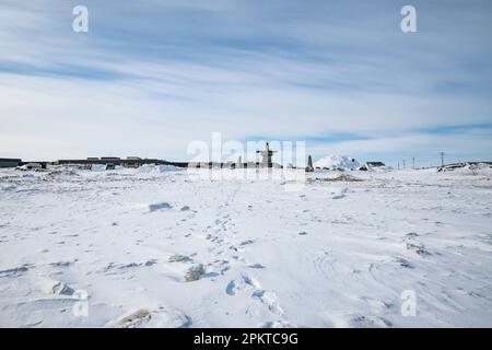 Inukshuk in Churchill, Manitoba, Kanada Stockfoto