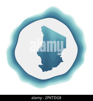 Chad-Logo. Dienstmarke des Landes. Geschichtetes kreisförmiges Schild um den Rand des Tschad. Attraktive Vektordarstellung. Stock Vektor