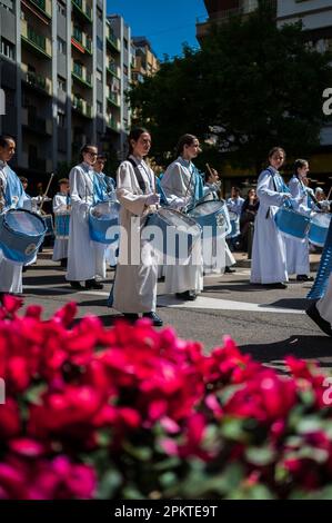 Glorreiche Begegnung (Encuentro Glorioso) am Ostersonntag in den Straßen von Saragossa, Aragon, Spanien Stockfoto