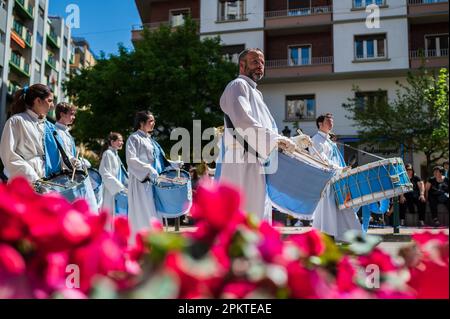 Glorreiche Begegnung (Encuentro Glorioso) am Ostersonntag in den Straßen von Saragossa, Aragon, Spanien Stockfoto