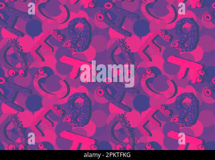 Zeichentrickfilm englische Buchstaben nahtlose Monster mit Augenmuster für Kinderbekleidung und Accessoires, Bettwäsche und Stoffe und Kindergarten-Tex Stockfoto