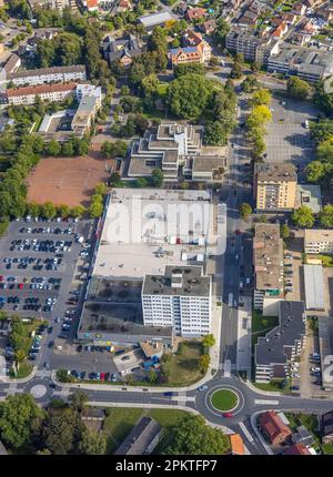 Luftaufnahme, Einkaufszentrum im Rathauscenter sowie Bürgerbüro im Stadtteil Bockum-Hövel in Hamm, Ruhrgebiet, Nordrhein-Westfalen, Deutschland, Au Stockfoto