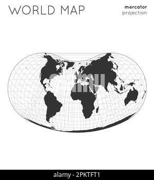 Weltkarte. Globus in Mollweide-Projektion, mit Gitterlinien-Stil. Moderne Vektorillustration. Stock Vektor