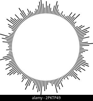 Rundes Audiowellensymbol. Kreisförmiges Equalizer-Piktogramm. Sprachnachricht, Audio-Datei, radiales Design. Messenger, Podcast-App, Mediaplayer, Online-Radio-Grafikelement. Vektordarstellung Stock Vektor