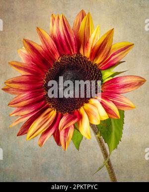 Wunderschöne Strukturierte Sonnenblume Im Herbst Stockfoto
