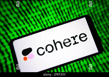 In dieser Abbildung ist das Cohere Logo auf einem Smartphone-Bildschirm zu sehen. Stockfoto