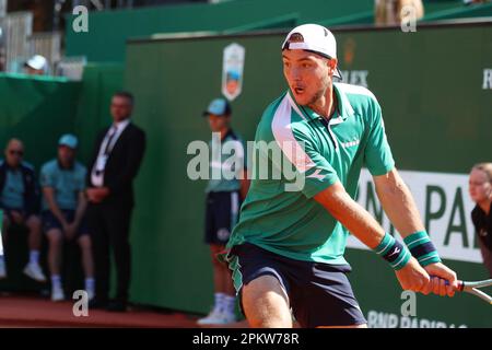 Monaco, Monaco. 09. April 2023. MONACO, Monte Carlo Tennis Masters auf 9. April 2023; Emil Ruusuvuori aus Finnland gegen Jan-Lennard Struff aus Deutschland während der Qualifikation am Gericht Rainier III, 2023 Monte-Carlo Mastern, Bild: Jan-Lennard Struff, gebührenpflichtiges Bild, Copyright Thierry CARPICO/ATP Images. (CARPICO Thierry/ATP/SPP) Kredit: SPP Sport Press Photo. Alamy Live News Stockfoto