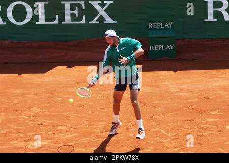 Monaco, Monaco. 09. April 2023. MONACO, Monte Carlo Tennis Masters auf 9. April 2023; Emil Ruusuvuori aus Finnland gegen Jan-Lennard Struff aus Deutschland während der Qualifikation am Gericht Rainier III, 2023 Monte-Carlo Mastern, Bild: Jan-Lennard Struff, gebührenpflichtiges Bild, Copyright Thierry CARPICO/ATP Images. (CARPICO Thierry/ATP/SPP) Kredit: SPP Sport Press Photo. Alamy Live News Stockfoto