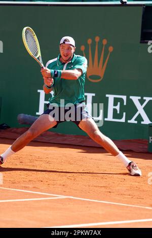 Monaco, Monaco. 09. April 2023. MONACO, Monte Carlo Tennis Masters auf 9. April 2023; Emil Ruusuvuori aus Finnland gegen Jan-Lennard Struff aus Deutschland während der Qualifikation am Gericht Rainier III, 2023 Monte-Carlo Mastern, Bild: Jan-Lennard Struff, gebührenpflichtiges Bild, Copyright Thierry CARPICO/ATP Images. (CARPICO Thierry/ATP/SPP) Kredit: SPP Sport Press Photo. Alamy Live News Stockfoto