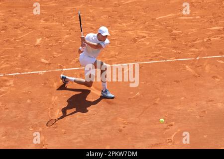 Monaco, Monaco. 09. April 2023. MONACO, Monte Carlo Tennis Masters auf 9. April 2023; Emil Ruusuvuori aus Finnland gegen Jan-Lennard Struff aus Deutschland während der Qualifikation am Gericht Rainier III, 2023 Monte-Carlo Mastern, Bild: Emil Ruusuvuori, gebührenpflichtiges Bild, Copyright Thierry CARPICO/ATP Images. (CARPICO Thierry/ATP/SPP) Kredit: SPP Sport Press Photo. Alamy Live News Stockfoto