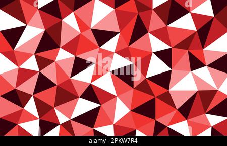 Niederohmige dreieckige polygonale geometrische unregelmäßige abstrakte mehrfarbige Mosaikhintergrundvektordarstellung in verschiedenen Rotschattierungen Stock Vektor