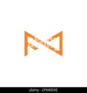 Einfacher geometrischer linearer Logovektor mit dem Buchstaben fm Stock Vektor