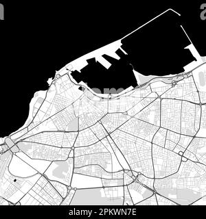 Stadtplan von Tripolis. Vektordarstellung, Tripoli-Karte, Schwarzweiß-Bilderposter in Graustufen. Straßenkartenbild mit Straßen, Großstadt Stock Vektor