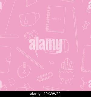 Süßes pinkfarbenes nahtloses Vektormuster für Sammelalben, Verpacken, Umhüllen. Stock Vektor