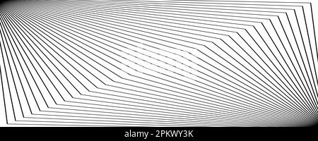 Architektonische Linien, optische Täuschung, Hintergrund. Dünne, unterbrochene lineare Kontur, Banner. Architekturkonzept, abstrakter geometrischer Hintergrund Stock Vektor