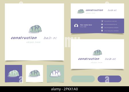 Design mit Logo des Bauhelms und editierbarem Slogan. Branding-Buch und Visitenkartenvorlage. Stock Vektor