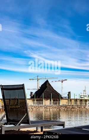 Die letzten Überreste des Kohlehandes im KWK-Kraftwerk Hanasaari in Helsinki, Finnland, nach der Abschaltung des Kraftwerks im April 2023. Stockfoto