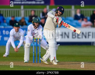 Derbyshire Captain Leus du Plooy schlägt in einem County Championship-Spiel zwischen Derbyshire und Worcestershire Stockfoto