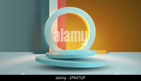 Minimalistisches Podium mit Beleuchtung, Podiumszene mit for Award, Hintergrund mit Dekorelementen. Vektor Stock Vektor