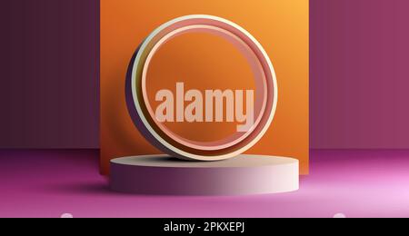 Minimalistisches Podium mit Beleuchtung, Podiumszene mit for Award, Hintergrund mit Dekorelementen. Vektordarstellung Stock Vektor