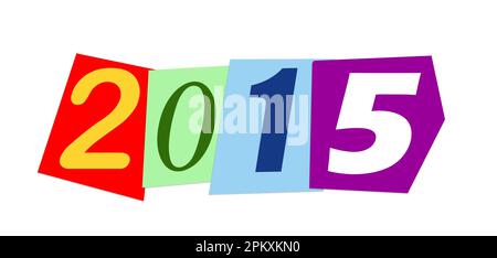 Jahr 2015 mit farbenfrohen Zahlen aus dem Magazin Stockfoto