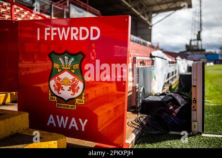 Wrexham, Großbritannien. 10. April 2023. Ein allgemeiner Überblick über den Rennplatz vor dem Spiel der Vanarama National League Wrexham vs Notts County auf dem Rennplatz, Wrexham, Vereinigtes Königreich, 10. April 2023 (Foto von Ritchie Sumpter/News Images) in Wrexham, Vereinigtes Königreich, am 4./10. April 2023. (Foto: Ritchie Sumpter/News Images/Sipa USA) Guthaben: SIPA USA/Alamy Live News Stockfoto