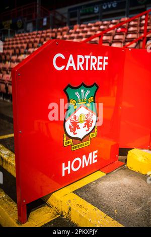Wrexham, Großbritannien. 10. April 2023. Ein allgemeiner Überblick über den Rennplatz vor dem Spiel der Vanarama National League Wrexham vs Notts County auf dem Rennplatz, Wrexham, Vereinigtes Königreich, 10. April 2023 (Foto von Ritchie Sumpter/News Images) in Wrexham, Vereinigtes Königreich, am 4./10. April 2023. (Foto: Ritchie Sumpter/News Images/Sipa USA) Guthaben: SIPA USA/Alamy Live News Stockfoto