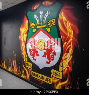 Wrexham, Großbritannien. 10. April 2023. Ein allgemeiner Blick auf den Rennplatz vor dem Spiel der Vanarama National League Wrexham vs Notts County auf dem Rennplatz, Wrexham, Großbritannien, 10. April 2023 (Foto von Ritchie Sumpter/News Images) in Wrexham, Großbritannien, am 4./10. April 2023. (Foto: Ritchie Sumpter/News Images/Sipa USA) Guthaben: SIPA USA/Alamy Live News Stockfoto