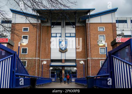 Sheffield, Großbritannien. 10. April 2023. A General View of Hillsborough Ahead of the Sky Bet League 1 Match Sheffield Wednesday vs Accrington Stanley at Hillsborough, Sheffield, Großbritannien, 10. April 2023 (Foto von Ben Roberts/News Images) in Sheffield, Großbritannien, 4/10/2023. (Foto: Ben Roberts/News Images/Sipa USA) Guthaben: SIPA USA/Alamy Live News Stockfoto