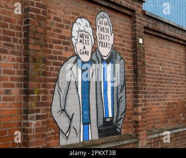 Sheffield, Großbritannien. 10. April 2023. Kop Art Outside of Hillsborough Ahead of the Sky Bet League 1 Match Sheffield Wednesday vs Accrington Stanley at Hillsborough, Sheffield, Großbritannien, 10. April 2023 (Foto von Ben Roberts/News Images) in Sheffield, Großbritannien, am 4.10.2023. (Foto: Ben Roberts/News Images/Sipa USA) Guthaben: SIPA USA/Alamy Live News Stockfoto