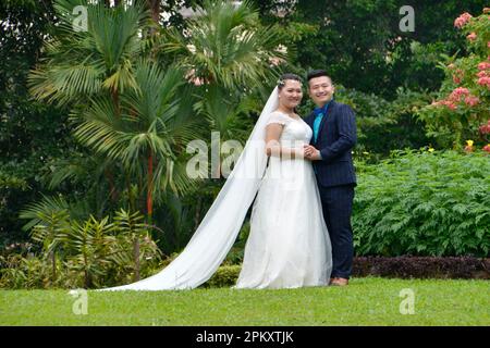 Hochzeitspaar, Royal Botanical Gardens, Peradeniya, Kandy, Sri Lanka Stockfoto