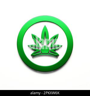 Symbol für Marihuana-Blätter oder Cannabisblätter-Unkraut-Logo isoliert auf weißem Hintergrund Stockfoto