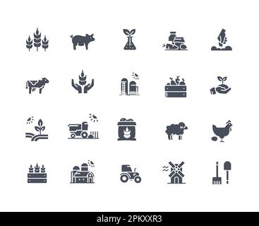 Farmen-Symbole schwarz gesetzt Stock Vektor
