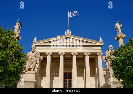 Eintritt in die Akademie von athen Stockfoto