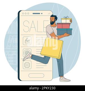 Mobiles Shopping-Vektorkonzept. Stock Vektor