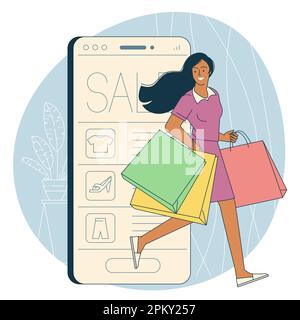 Mobiles Shopping-Vektorkonzept. Stock Vektor