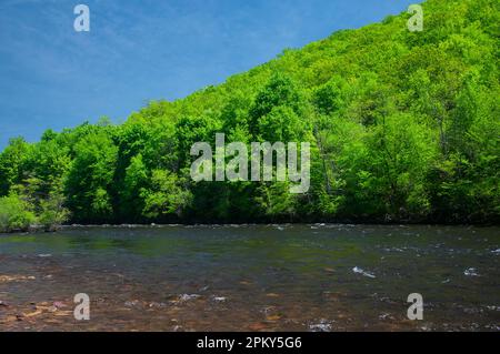 Der Lehigh River Zugang befindet sich in der Stadt Jim Thorpe Pennsylvania an einem sonnigen blauen Himmel. Stockfoto