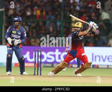 Bengaluru, Indien. 10. April 2023. TATA IPL 2023: Spiel Nr. 15 : CSK vs. LSG : im Chinnasamy Stadium, Bengaluru: Virat Kohli Credit: Seshadri SUKUMAR/Alamy Live News Stockfoto