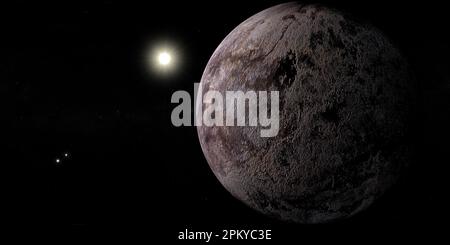Exoplanet Proxima Centauri b mit Alpha Centauri binärem Sternsystem Stockfoto