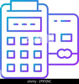 Kreditkarte mit Pos-Terminal, kontaktlose Zahlung, lineares Symbol für Kreditkartengradient. Shopping, Onlinebanking, Design von Finanzsymbolen. Stock Vektor