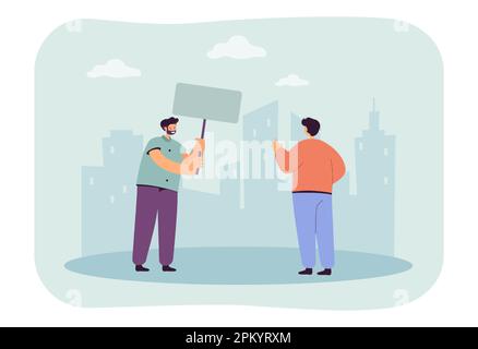 Männlicher Aktivist mit leerem Banner, Flachvektordarstellung Stock Vektor