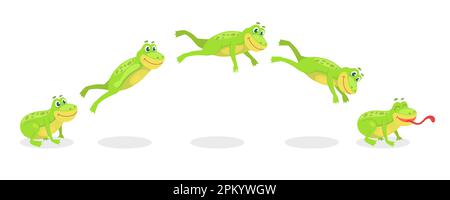 Animierte Sprungsequenz des Froschsets Stock Vektor