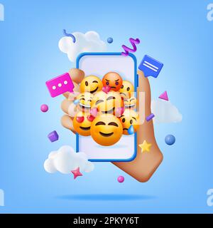 3D Emoticons im Smartphone Stock Vektor