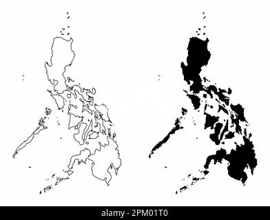 Philippinische Konturkarten auf weißem Hintergrund isoliert Stock Vektor