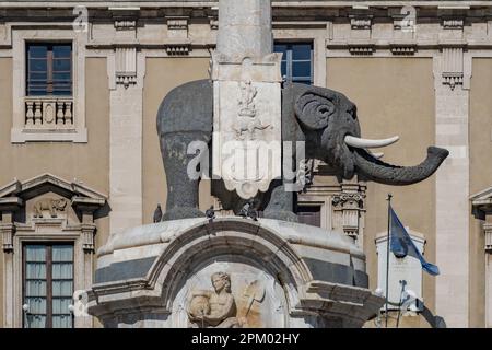 Das Elefantensymbol der Stadt, Catania, Sizilien, Italien Stockfoto