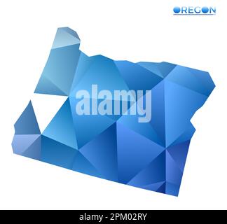 Vektor-polygonale Oregon-Karte. Lebendiger, geometrischer US-Zustand in flachem Poly-Stil. Überzeugende Illustrationen für Ihre Infografiken. Stock Vektor