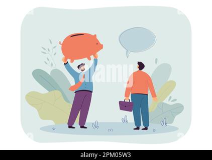 Ein Büroangestellter zeigt einem Kollegen die große Schweinegesellschaft Stock Vektor