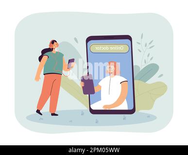 Online-Termin für Patienten mit Arzt am Telefonbildschirm Stock Vektor