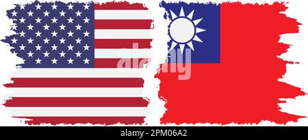 Taiwan und USA Grunge Flaggen Verbindung, Vektor Stock Vektor